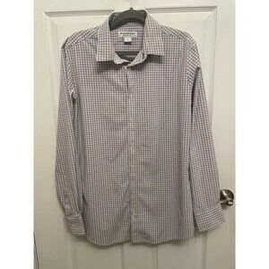 Mizzen + Main Men's L Leeward Dress Shirt Blue Red Check Trim Fit